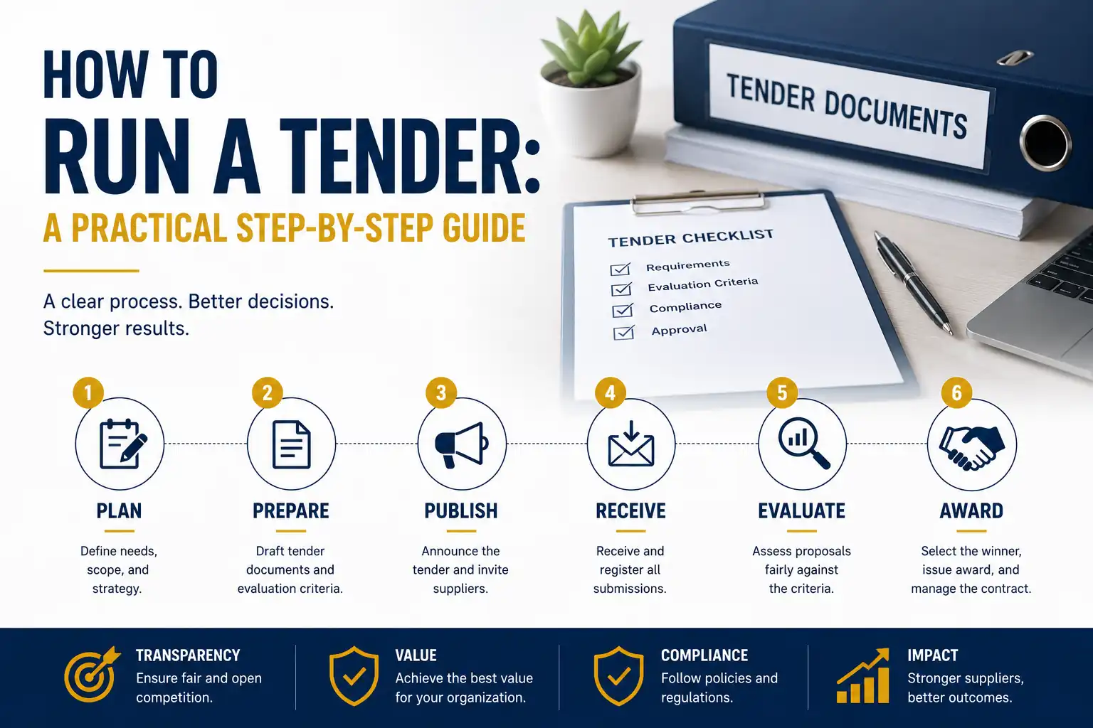 How to Run a Tender: Specification, Evaluation, and Contract Award